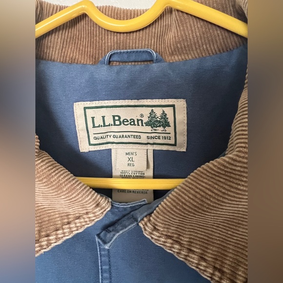 Vintage LL-Bean Barn Jacket XL Blue Blanket Lined Corduroy-Collar Chore Coat - Picture 5 of 9